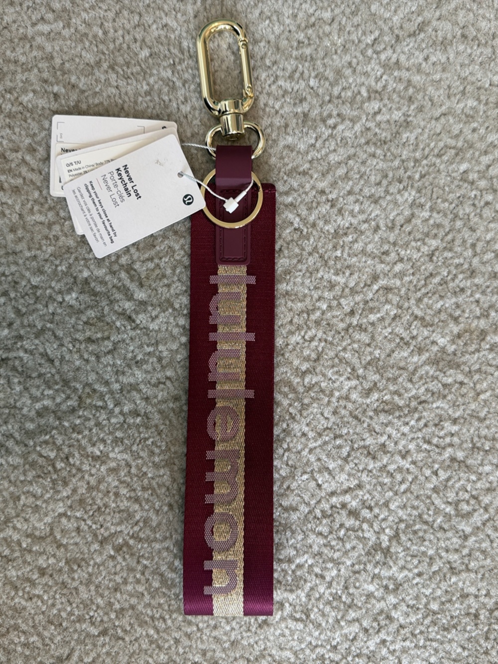 lululemon athletica Burgundy and Gold Key Fob Wristlet